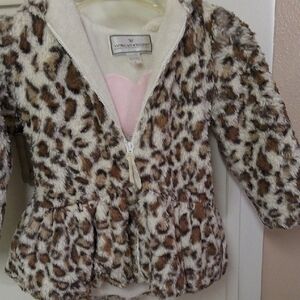 American Widgeon Kids Leopard Fax Fur Jacket Size 5